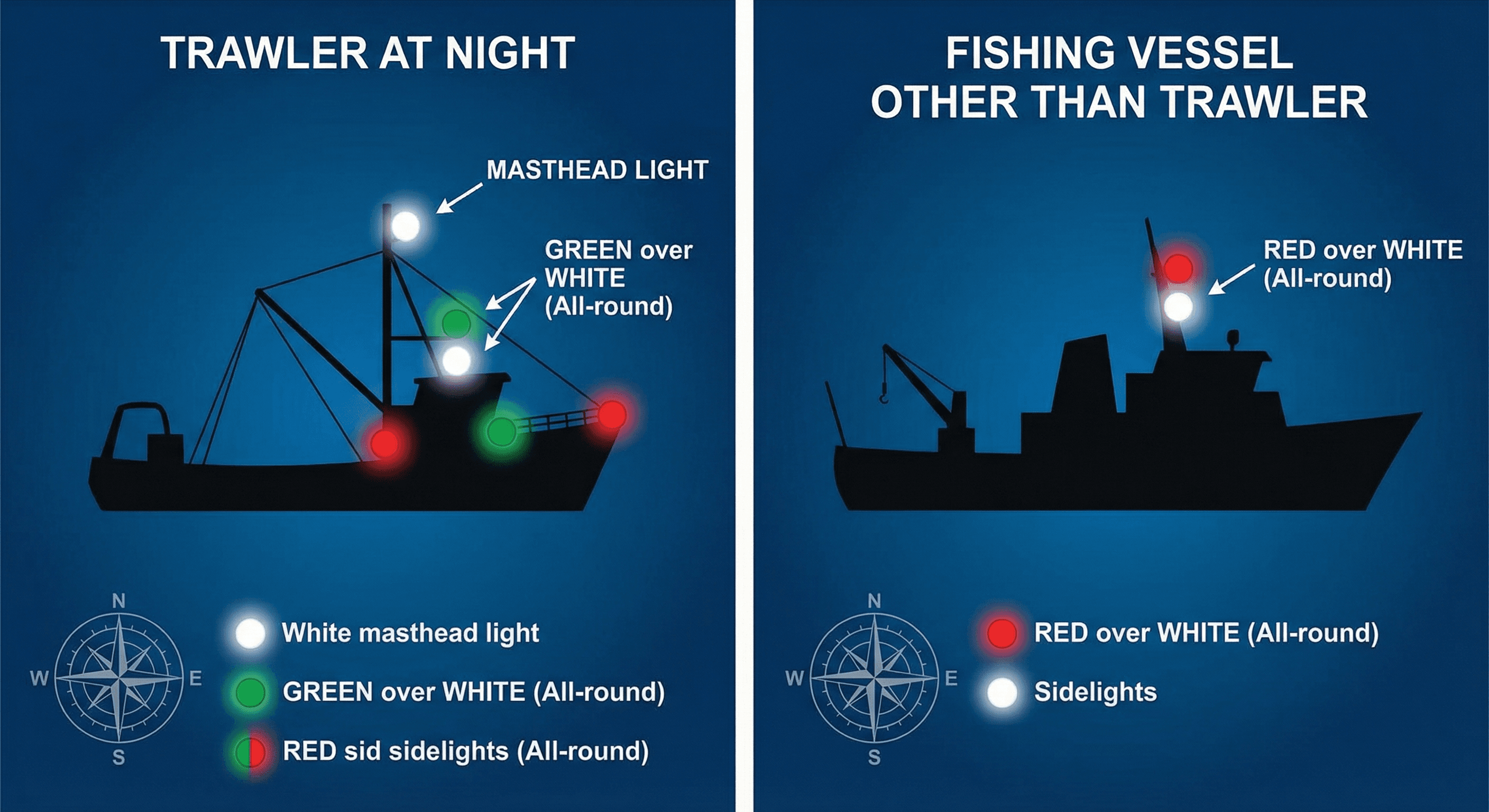 Buques de pesca maritime navigation diagram