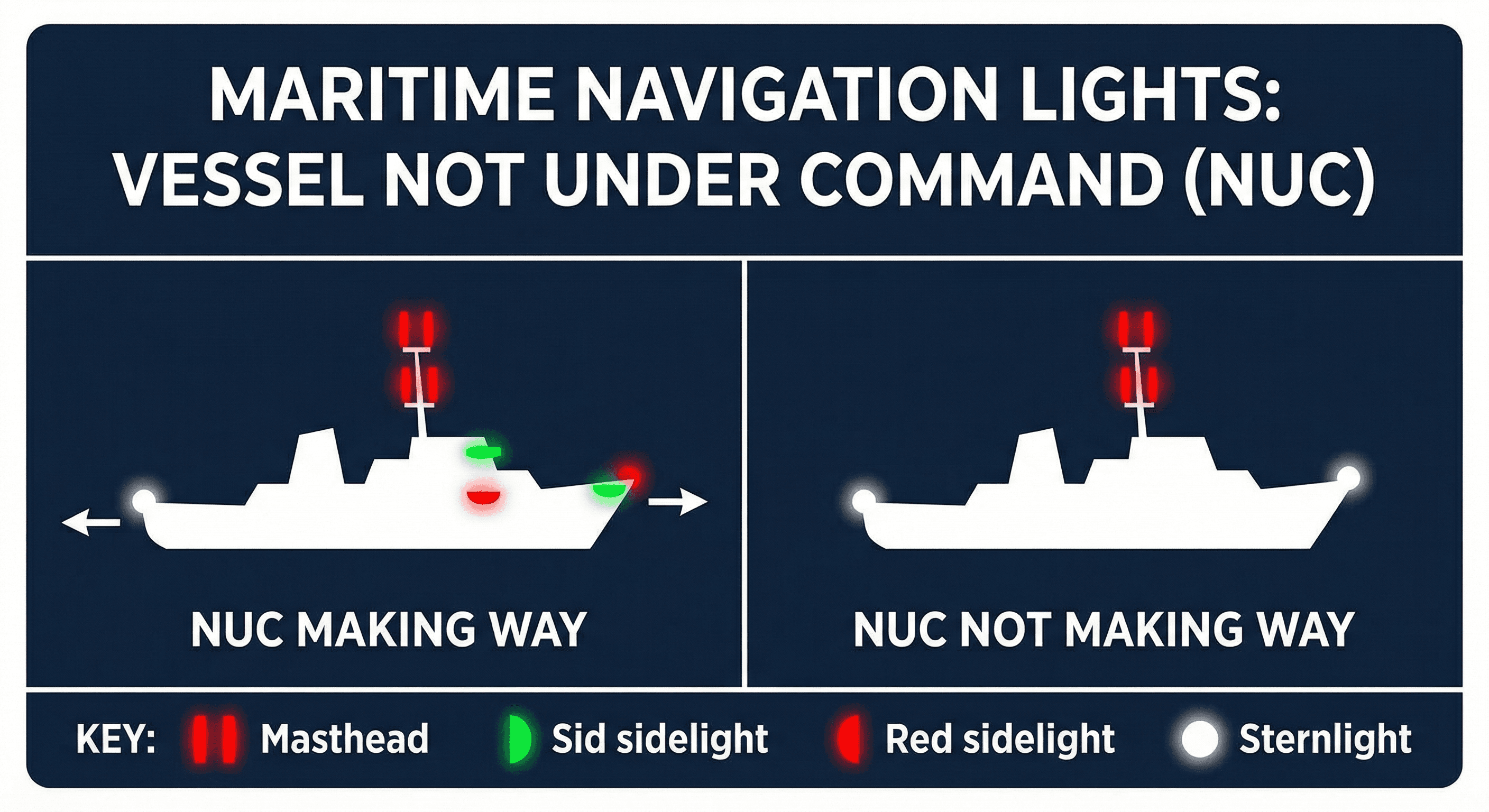 Sin gobierno o maniobra restringida maritime navigation diagram