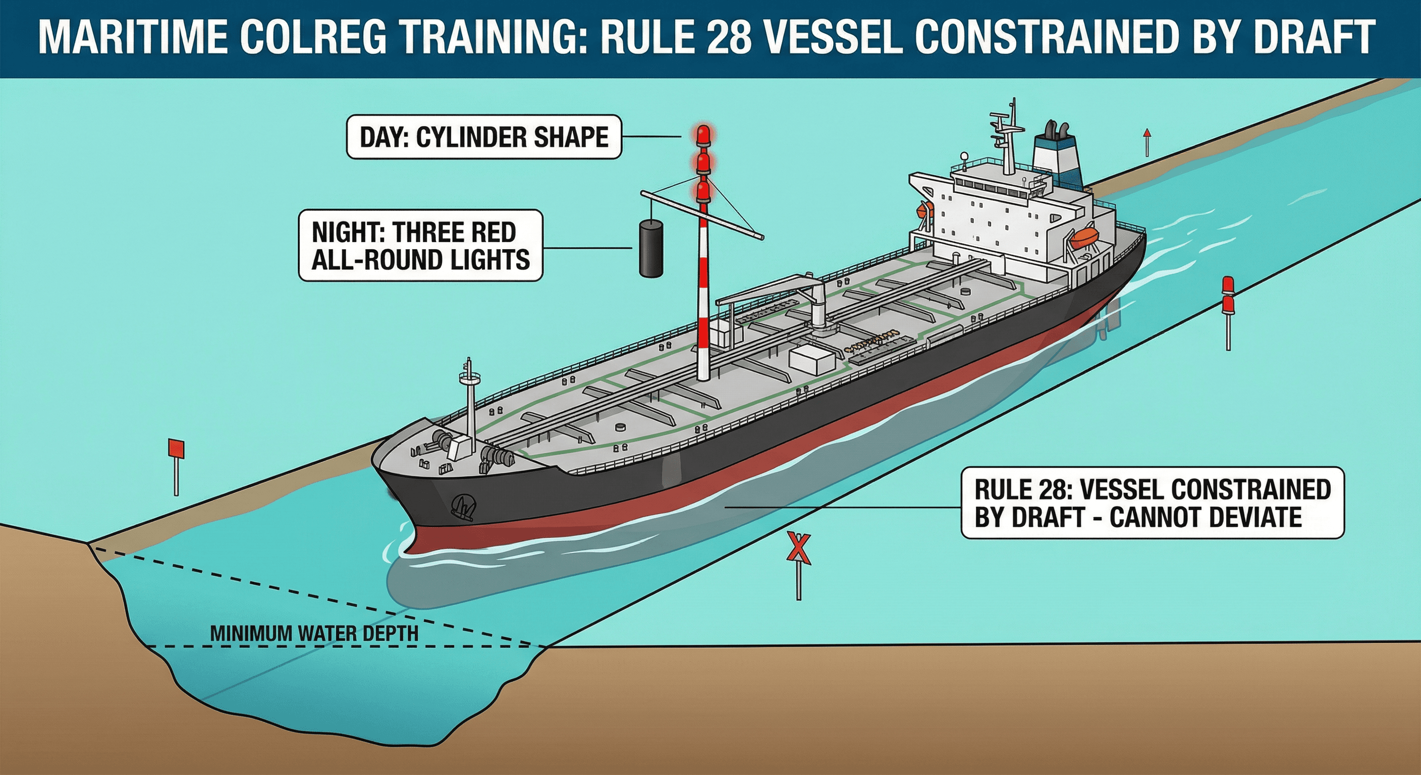 Buque condicionado por su calado maritime navigation diagram